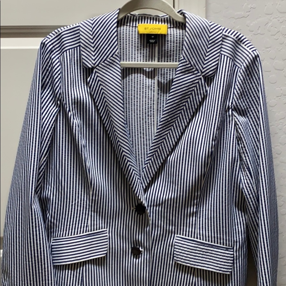 St John Seersuker Jacket/Blazer Size 14